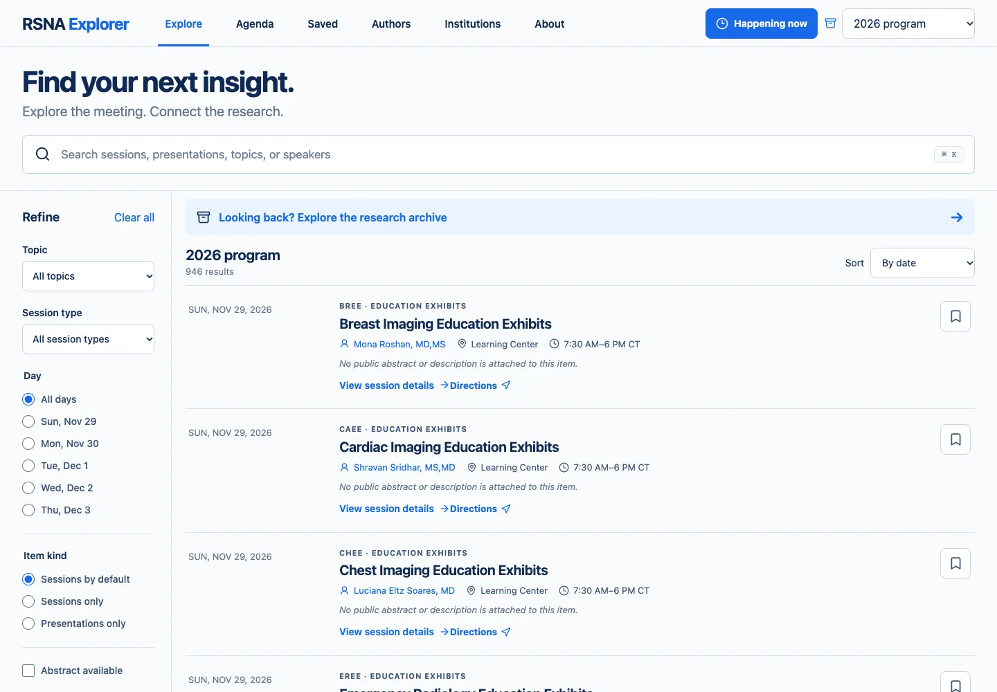 RSNA Explorer interface preview